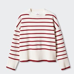 MANGO Oversized Striped Sweater in Red/White sz Small